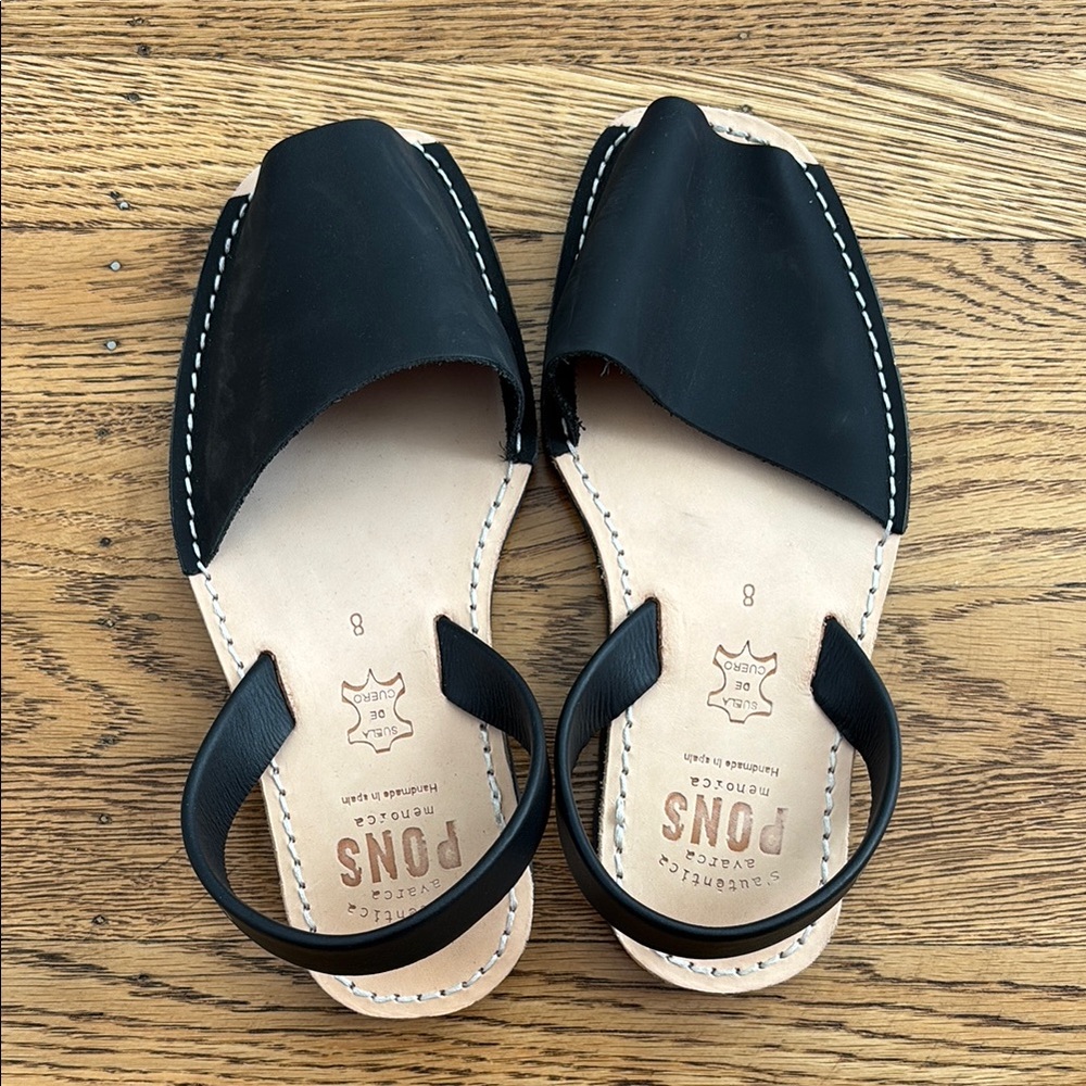 Pons Black Leather Sandals